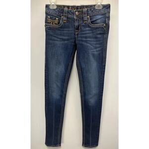 Rock Revival Women Calli Skinny Jeans Size 26 Embroidery Dark Wash Stretch